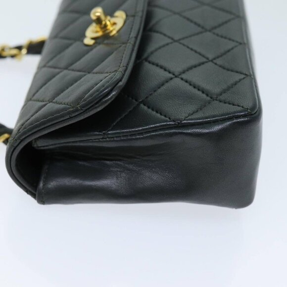 CHANEL Mini Matelasse Turn Lock Chain Bag Lamb Skin Black CC Auth - Picture 5 of 15